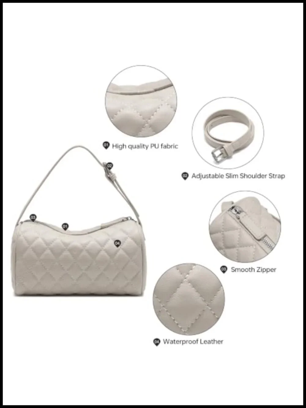 Barrel Crossbody Hobo Purse with Adjustable Strap Womens Handbag